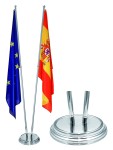 Shiny Silver Flag Stand for 2 poles 