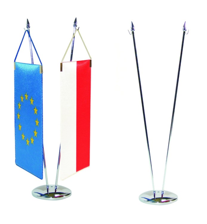 Stojaczek na proporczyk 2-ramienny srebrny sferyczny