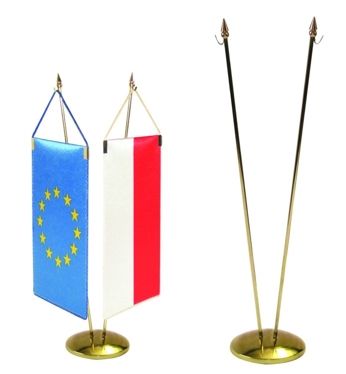 Stojaczek na proporczyk 2-ramienny złoty sferyczny